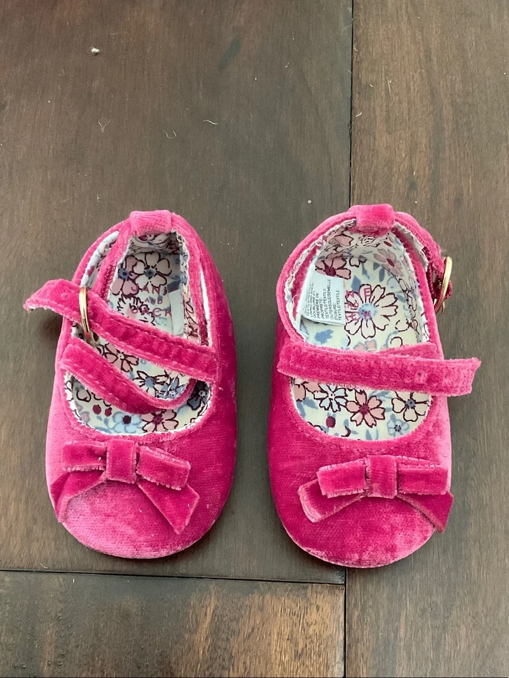 Janie and Jack Fuchsia Velvet Bow Mary Janes